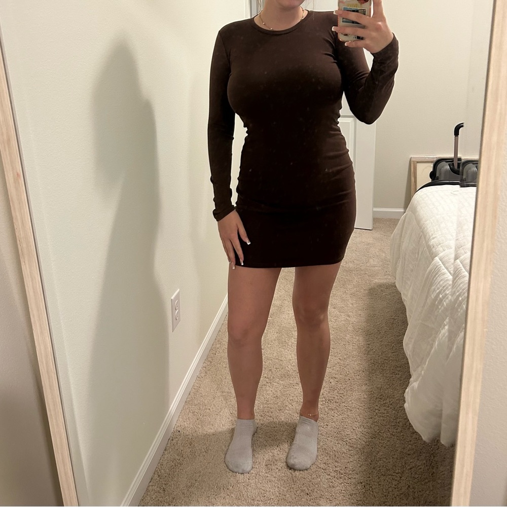 ZARA Bodycon Mini dress brown. Size M